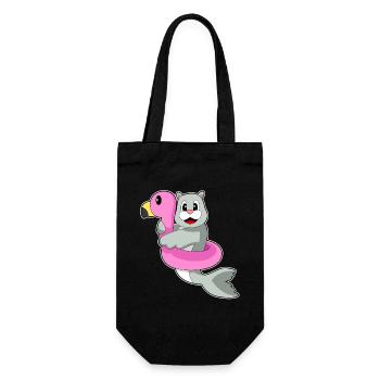 Seehund Schwimmen Schwimmring Sommer - Geschenkbeutel für Flaschen - Schwarz - Vorne