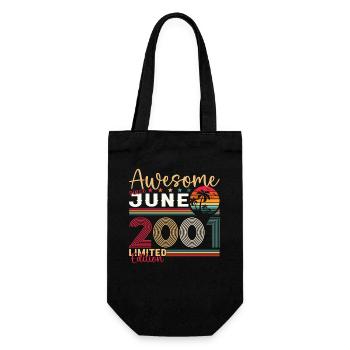 22nd Birthday Man June Vintage 2001 Awesome - Gift Bag for Bottles - black - Front