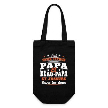 J'ai Deux Titres Papa Et Beau-papa Humour Cadeau - Sac à bouteille - noir - Devant