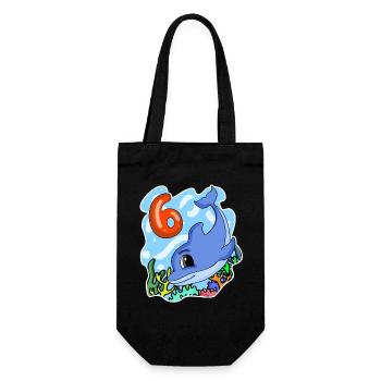 6th birthday motif dolphin - six years old - Gift Bag for Bottles - black - Front