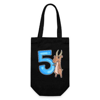 5th Birthday Motif Saiga Antelope - five years - Gift Bag for Bottles - black - Front