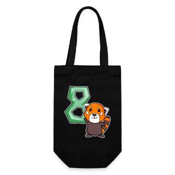 8. Geburtstag Motiv Roter Panda - acht Jahre alt - Geschenkbeutel für Flaschen - Schwarz - Vorne