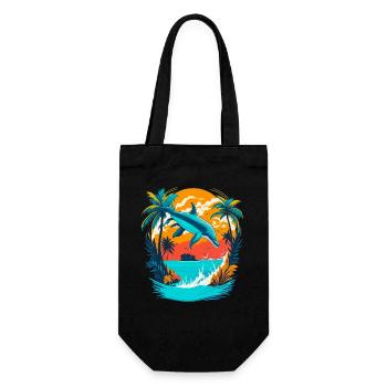 Dolphin with Tropical Sunset - Gift Bag for Bottles - black - Front