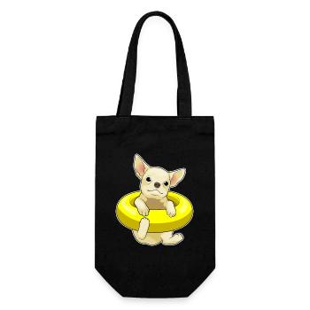 Chihuahua Schwimmen Schwimmring Sommer - Geschenkbeutel für Flaschen - Schwarz - Vorne