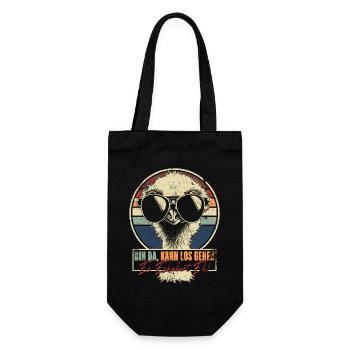 Bin Da Kann Los Gehen Es Eskaliert Eh Strauß Retro - Geschenkbeutel für Flaschen - Schwarz - Vorne