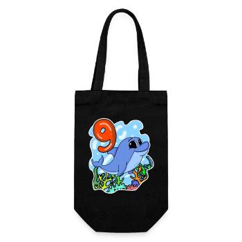 9th Birthday Motif Dolphin - Nine Years - Gift Bag for Bottles - black - Front