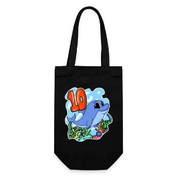 10th Birthday Motif Dolphin - ten years - Gift Bag for Bottles - black - Front