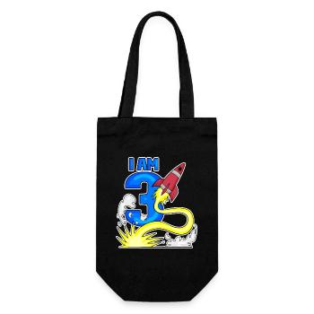 3 Birthday Boy Astronaut Rocket - Three Years - Gift Bag for Bottles - black - Front