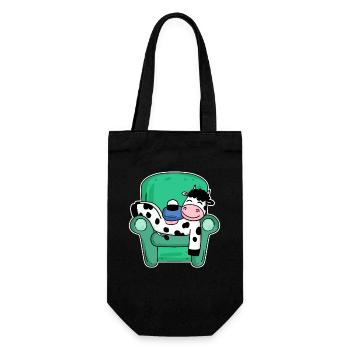 Sleeping cow - a tired cow - Gift Bag for Bottles - black - Front