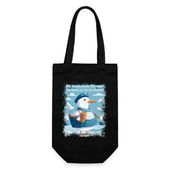 Ich brauche keine Therapie, muss nur an die Ostsee - Geschenkbeutel für Flaschen - Schwarz - Vorne