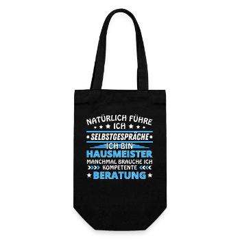Ich führe Selbstgespräche - Hausmeister Edition - Geschenkbeutel für Flaschen - Schwarz - Vorne