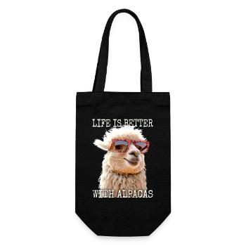 Alpaka Life Is Better With Alpacas Lama Alpakas - Geschenkbeutel für Flaschen - Schwarz - Vorne