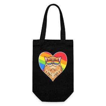 Rainbow - Cat Persian cat with glasses and heart - Gift Bag for Bottles - black - Front