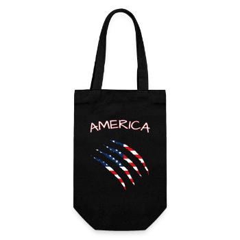America, Claws, Cuts, Amerika, USA, American Flag  - Geschenkbeutel für Flaschen - Schwarz - Vorne