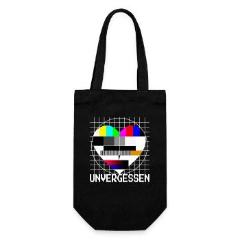 Testbild Herz Unvergessen TV 90er Party 80er Jahre - Geschenkbeutel für Flaschen - Schwarz - Vorne