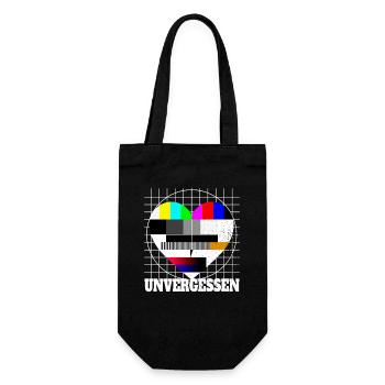 Testbild Herz Unvergessen TV 90er Party 80er Jahre - Geschenkbeutel für Flaschen - Schwarz - Vorne