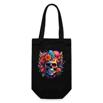 Bouquet of Flowers Sugar Skull Skull - Gift Bag for Bottles - black - Front