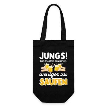 Jungs! Wir müssen aufhören weniger zu saufen - Geschenkbeutel für Flaschen - Schwarz - Vorne