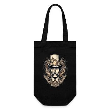 Steampunk Gentleman mit Uhren - Geschenkbeutel für Flaschen - Schwarz - Vorne