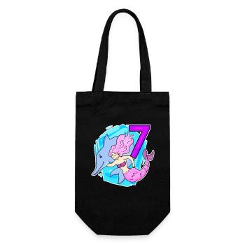 Fille 7 ans 7ème anniversaire sirène - Sac à bouteille - noir - Devant