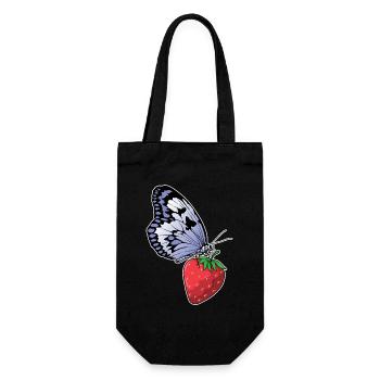 Fraise papillon - Sac à bouteille - noir - Devant