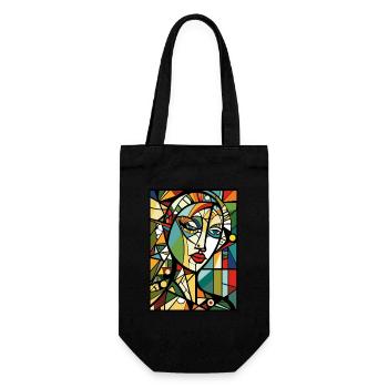Art abstrait moderne : visage d’une femme - Sac à bouteille - noir - Devant