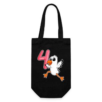 4. Geburtstag Motiv Möwe - vier Jahre - Geschenkbeutel für Flaschen - Schwarz - Vorne