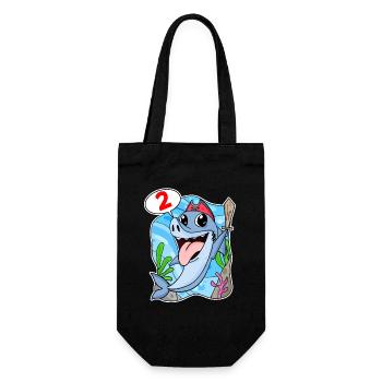 2nd Birthday Motif Shark Pirate - Two Years - Gift Bag for Bottles - black - Front