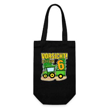 Bauer Landwirt 6 Jahre Junge 6. Geburtstag Sohn - Geschenkbeutel für Flaschen - Schwarz - Vorne