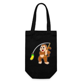 Affe Angler Angelrute Angeln - Geschenkbeutel für Flaschen - Schwarz - Vorne