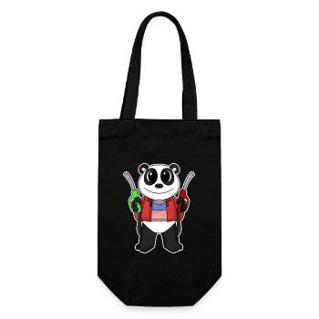 Gas station attendant Panda gas station - Gift Bag for Bottles - black - Front