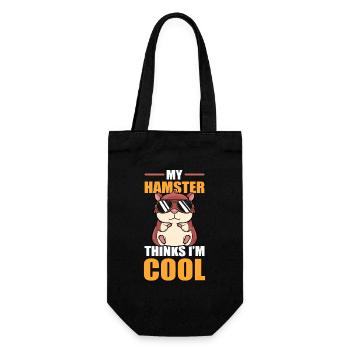 My Hamster Thinks I'm Cool Zwerghamster - Geschenkbeutel für Flaschen - Schwarz - Vorne
