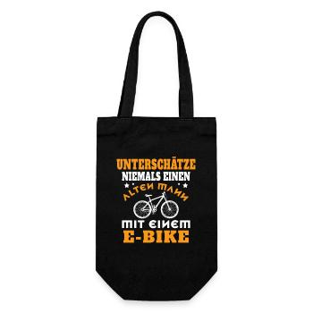 Unterschätze nie einen Alten Mann mit einem E-BIKE - Geschenkbeutel für Flaschen - Schwarz - Vorne