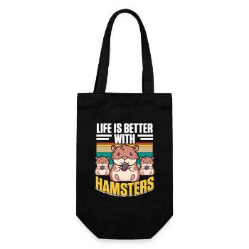 Life is Better with Hamsters Feldhamster - Geschenkbeutel für Flaschen - Schwarz - Vorne