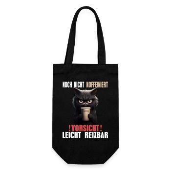 Kaffee Katze Nicht Koffeiniert - Leicht Reizbar - Geschenkbeutel für Flaschen - Schwarz - Vorne