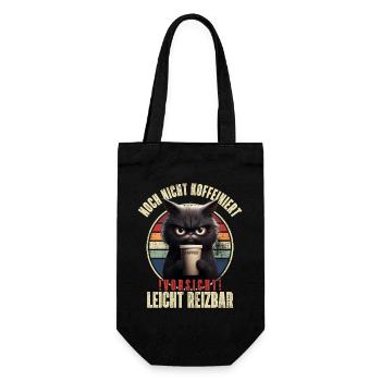 Nicht Koffeiniert - Leicht Reizbar Kaffee Katze - Geschenkbeutel für Flaschen - Schwarz - Vorne