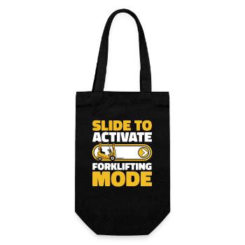 Slide To Activate Forklifting Mode Gabelstapler - Geschenkbeutel für Flaschen - Schwarz - Vorne