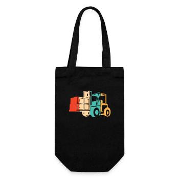 Retro Gabelstaplerfahrer Geländestapler - Geschenkbeutel für Flaschen - Schwarz - Vorne