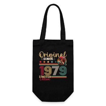 44th Birthday Man Angler Fishing Born 1979 - Gift Bag for Bottles - black - Front