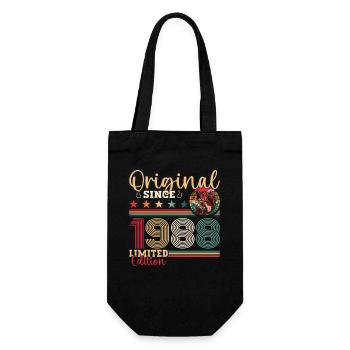 35th Birthday Man Angler Fishing Born 1988 - Gift Bag for Bottles - black - Front