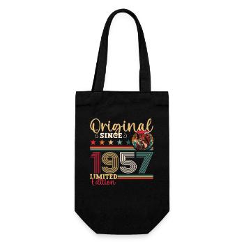 66th Birthday Man Angler Fishing Born 1957 - Gift Bag for Bottles - black - Front