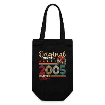 18th Birthday Man Angler Fishing Vintage 2005 - Gift Bag for Bottles - black - Front