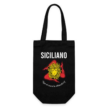 Non ni manciu chiacchiri! Trinacria Sizilianer - Geschenkbeutel für Flaschen - Schwarz - Vorne