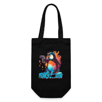 Pen.. guin penguin with pistol - Gift Bag for Bottles - black - Front