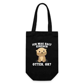 Ich mag einfach Otter Fischotter Seeotter - Geschenkbeutel für Flaschen - Schwarz - Vorne