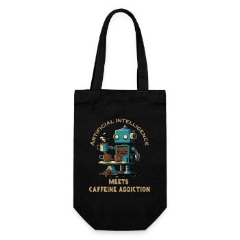 Artificial intelligence meets coffee addiction - Gift Bag for Bottles - black - Front