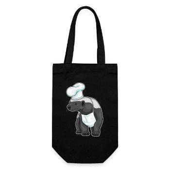 Dachs Koch Kochmütze Kochen - Geschenkbeutel für Flaschen - Schwarz - Vorne