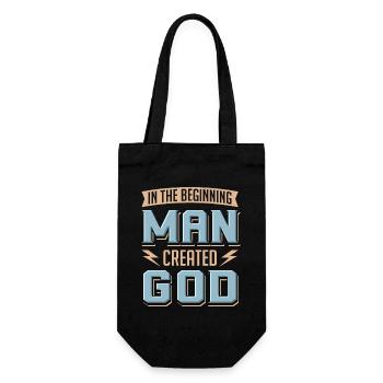 Atheist Man Created God Anti Religion Agnostic - Gift Bag for Bottles - black - Front