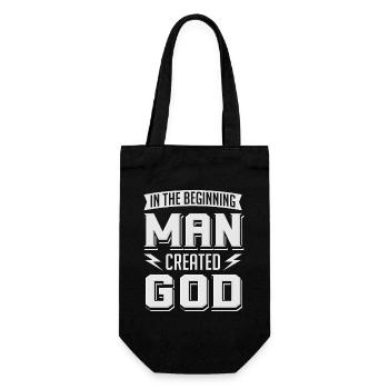 Atheist Man Created God Anti Religion Agnostiker - Geschenkbeutel für Flaschen - Schwarz - Vorne