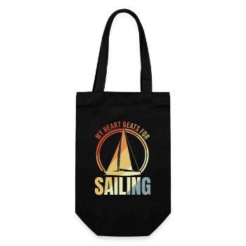 Mein Herz schlägt fürs Segeln - Geschenkbeutel für Flaschen - Schwarz - Vorne